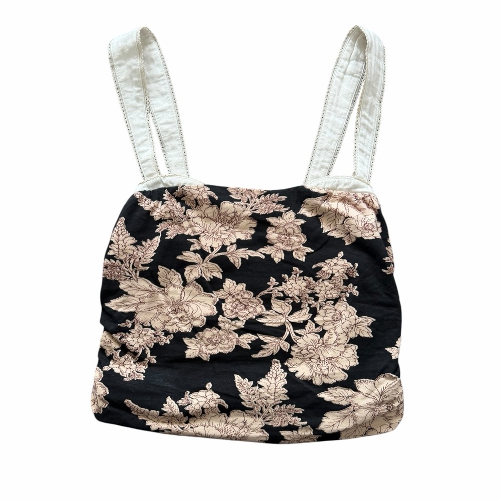 Free People Two Tone Tank Black Floral Size S NWT - Picture 2 of 4